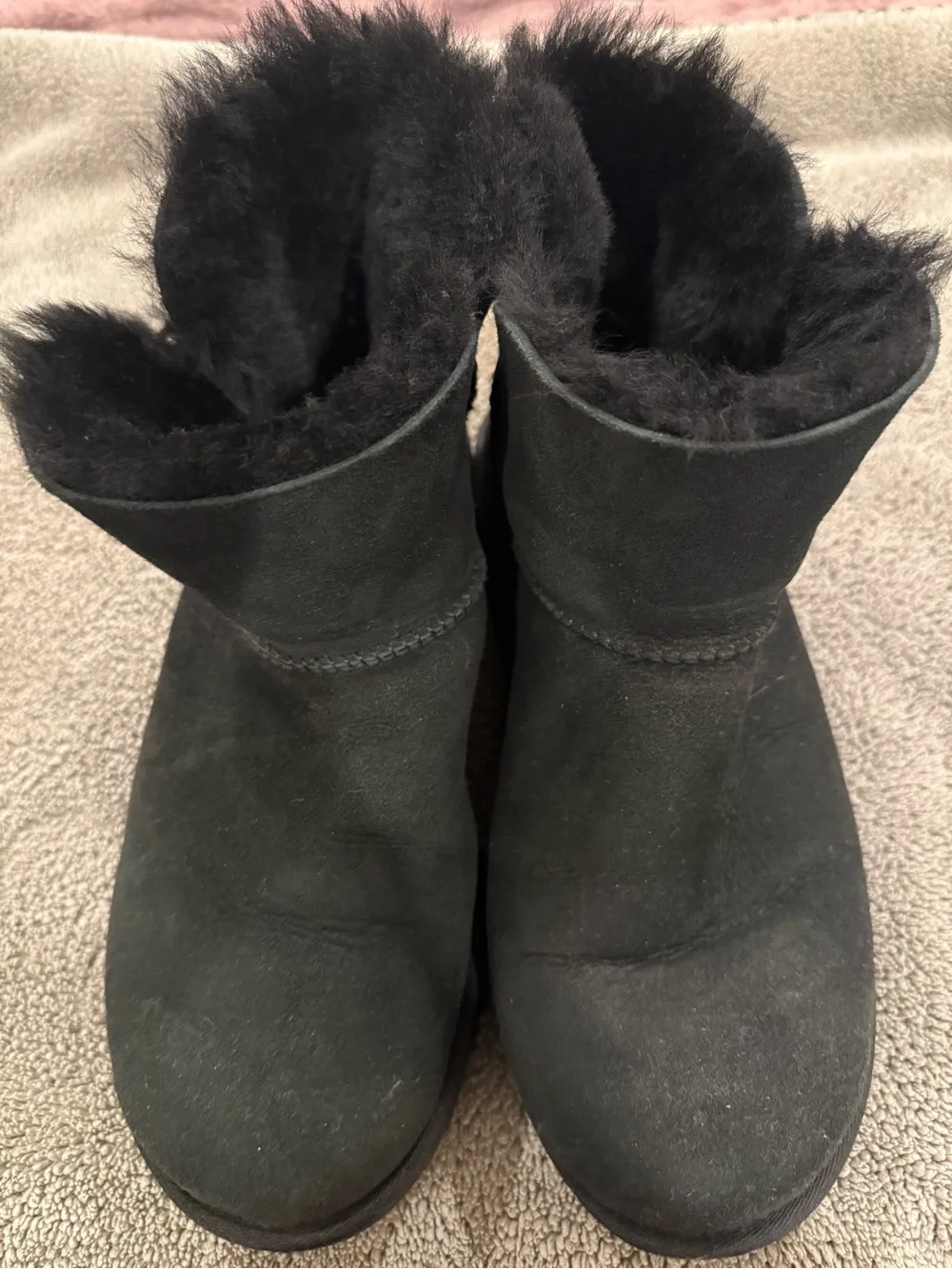 UGG Black Suede Shearling Ankle Boots